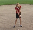 Tina Mickelson in a greenside bunker