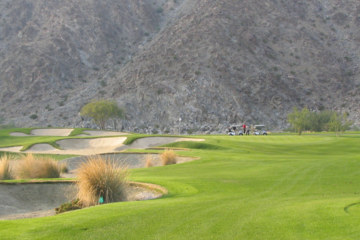 On the 14th hole of the golf course at SilverRock Resort, it feels like you're shooting at the mountain.