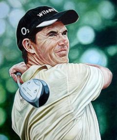 For just $2,200, you can own this original oil painting by Mark Baker of Padraig Harrington.