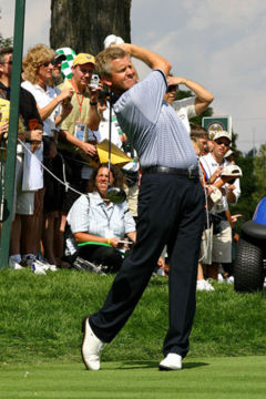 Part of the power in the golf swing comes from the shoulder rotation being greater than the hip rotation at the top of the swing, known as the X-Factor.