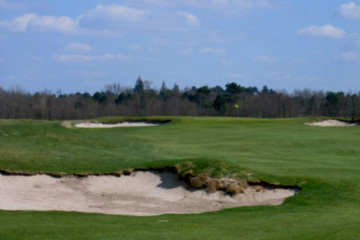 Rough-edged bunkers are a feature on Les Chateaux course at Golf du Medoc.