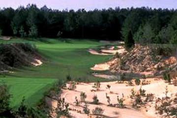 Watch out for the deep sand bunkers on the Pine Barrens course at World Woods Golf Club.