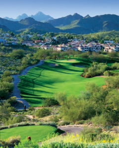 The scenic 10th hole at Pointe Golf Club on Lookout Mountain is a downhill par 4 that requires an accurate tee shot.