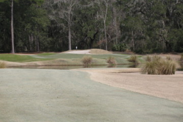 The second hole at Old Tabby Links on Spring Island, S.C., includes a water carry.