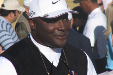 Sterling Sharpe is friendlier on the golf course than he was on the football field, unless he's just double bogeyed.