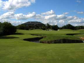 The handsome clubhouse overlooks the 18th green at The European Club.