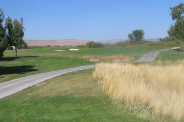 Genoa Lakes Golf Club hits you with a narrow approach on the first tee.