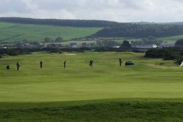 Golf carts are rare on Scotland courses. If you don't want to walk it, be sure to check with the club beforehand.