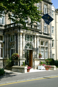 The Macdonald Rusacks Hotel overlooks the 18th green of the Old Course at St. Andrews.
