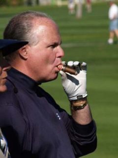 Rush Limbaugh likes to puff on a cigar while he golfs.